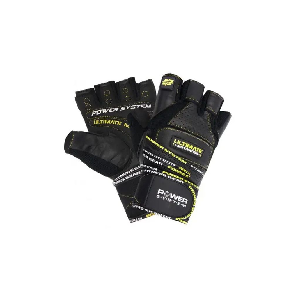 Рукавички для фітнесу Power System Ultimate Motivation PS-2810 Black Yellow Line L (PS_2810_L_Black/Yellow) - зображення 1