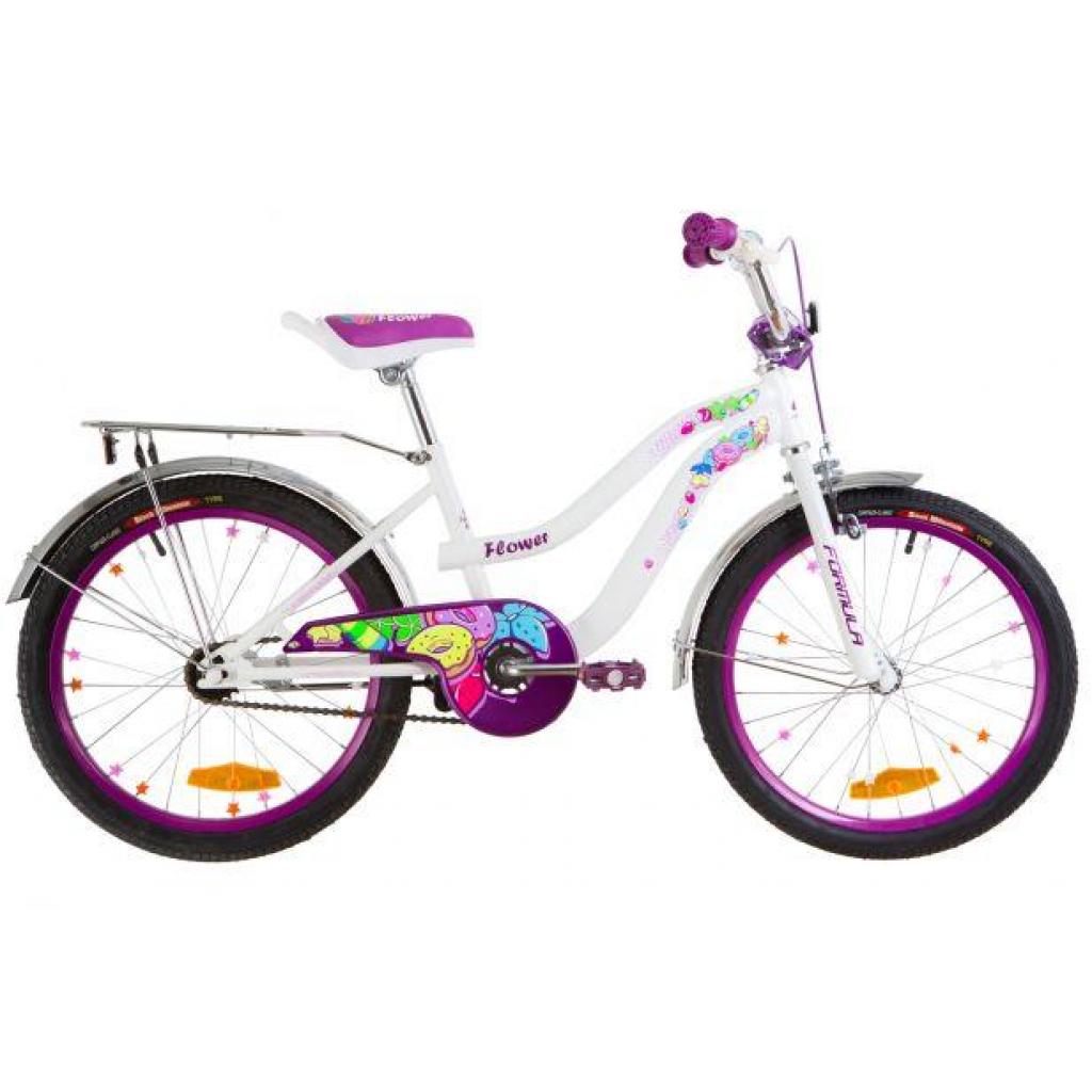Велосипед Formula 20" FLOWER рама-13" 2019 біло-фіолетовий з багажником (OPS-FRK-20-063) - зображення 1