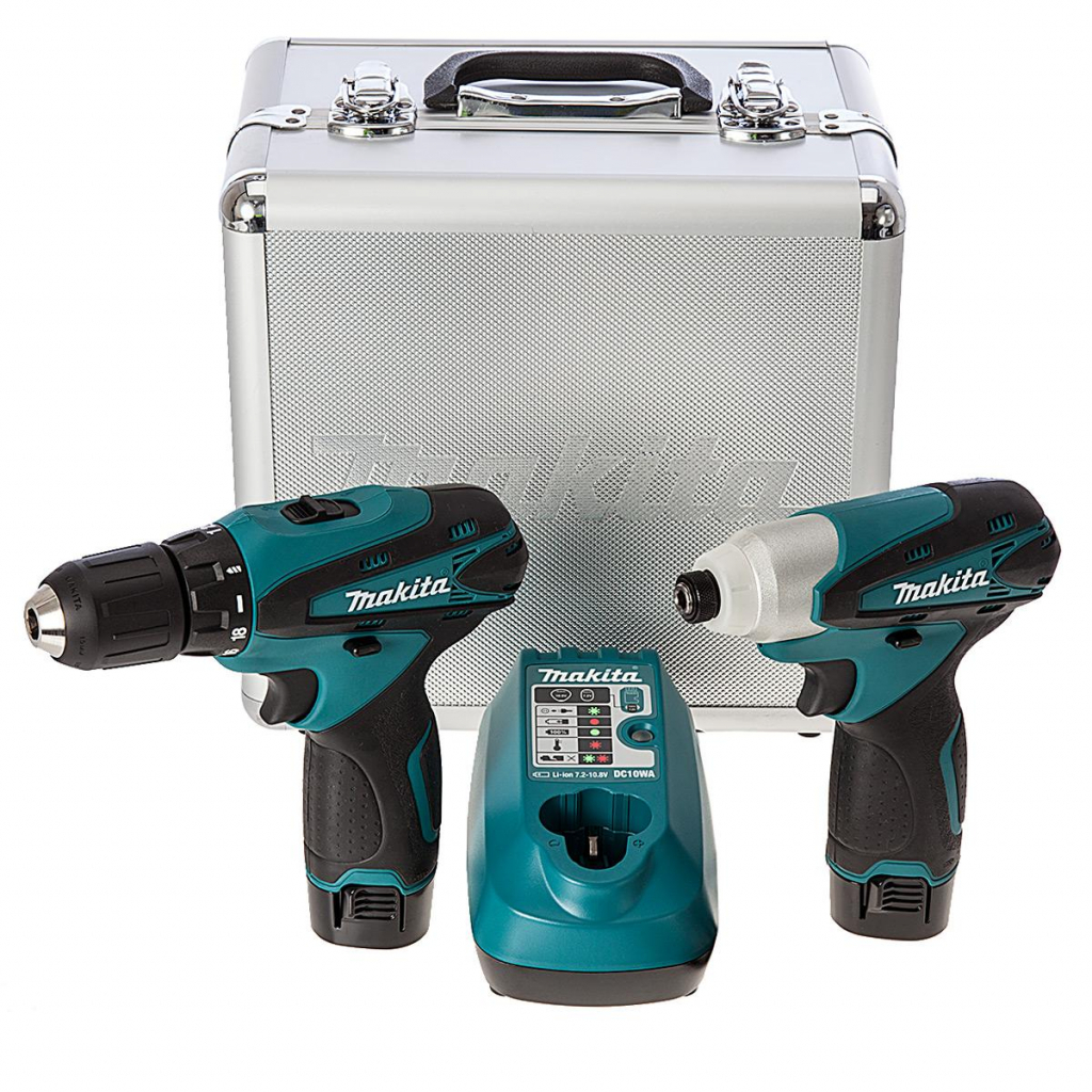 Шуруповерт Makita 10,8В (DF330D, TD090D, DC10WA, BL1013x2шт., Алюм.кейс) (LCT204) - зображення 1