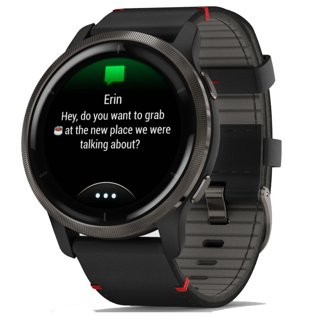 Смарт-годинник Garmin Venu 2, GPS, Wi-Fi, Black + Slate, Leather, GPS (010-02430-21) - зображення 2