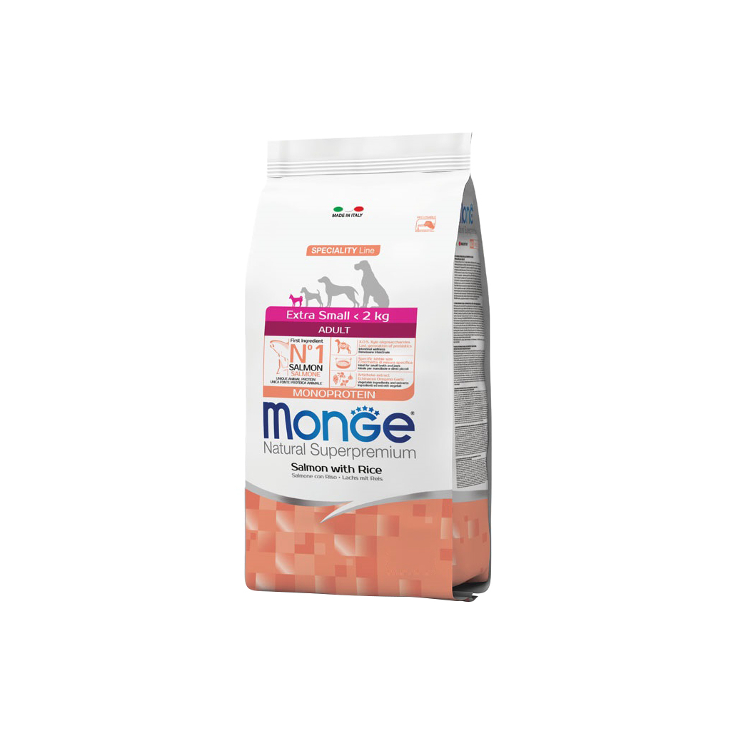 Сухий корм для собак Monge Extra Small Adult Salm/Rice зі смаком лосося 800 г (8009470011457) - зображення 1