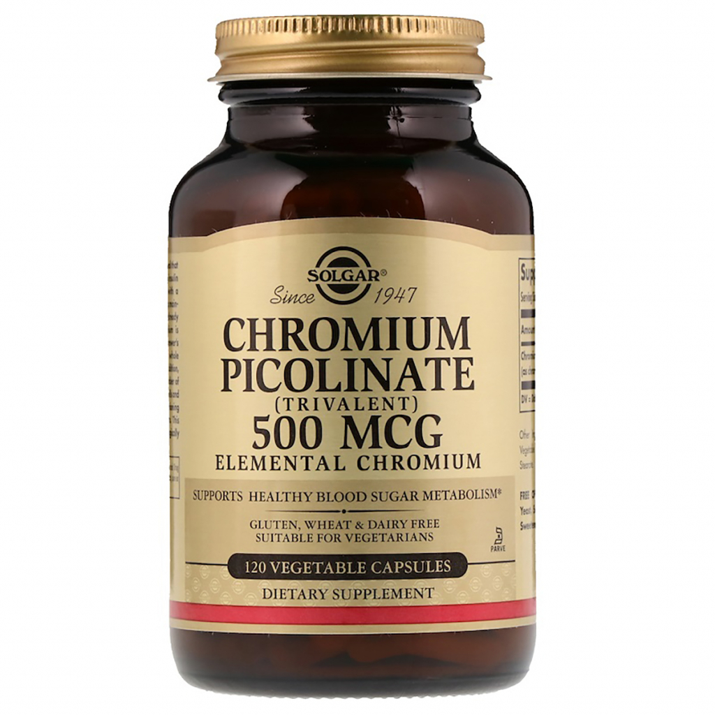 Мінерали Solgar Хром Піколінат, Chromium Picolinate, 500 мкг, 120 капсул (SOL-00872) - зображення 1
