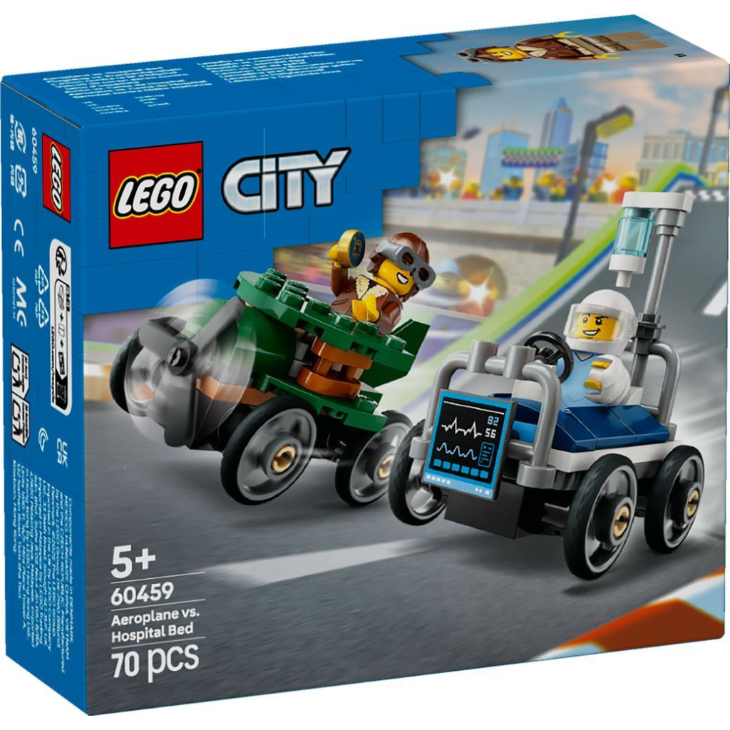 Конструктор LEGO City Літак проти лікарняного ліжка - Набір для перегонів (60459) - зображення 1