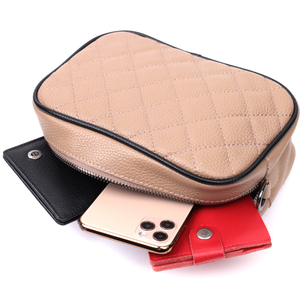 Сумка Vintage Шкіряна жіноча через плече на одне відділення Бежева (22386) - зображення 7