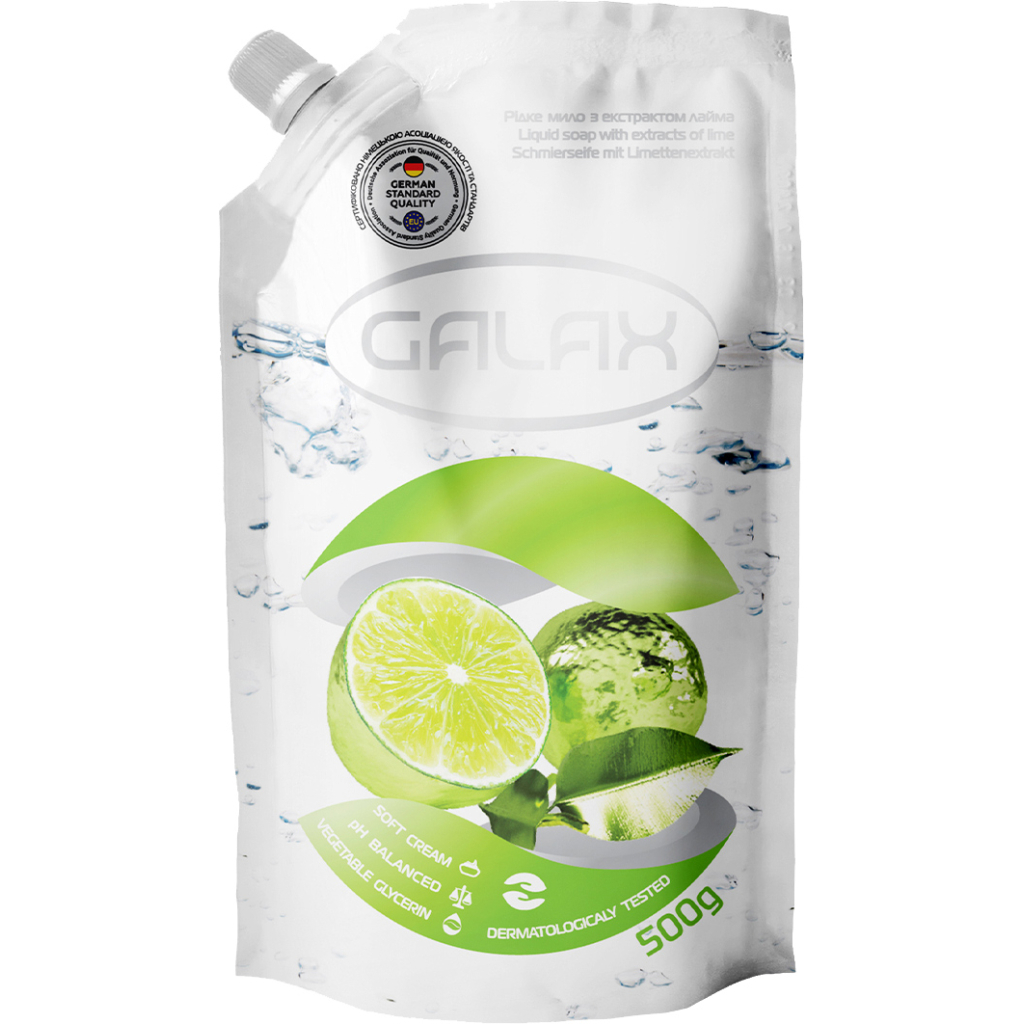 Рідке мило Galax з екстрактом Лайму дой-пак 500 г (4260637721631) - зображення 1