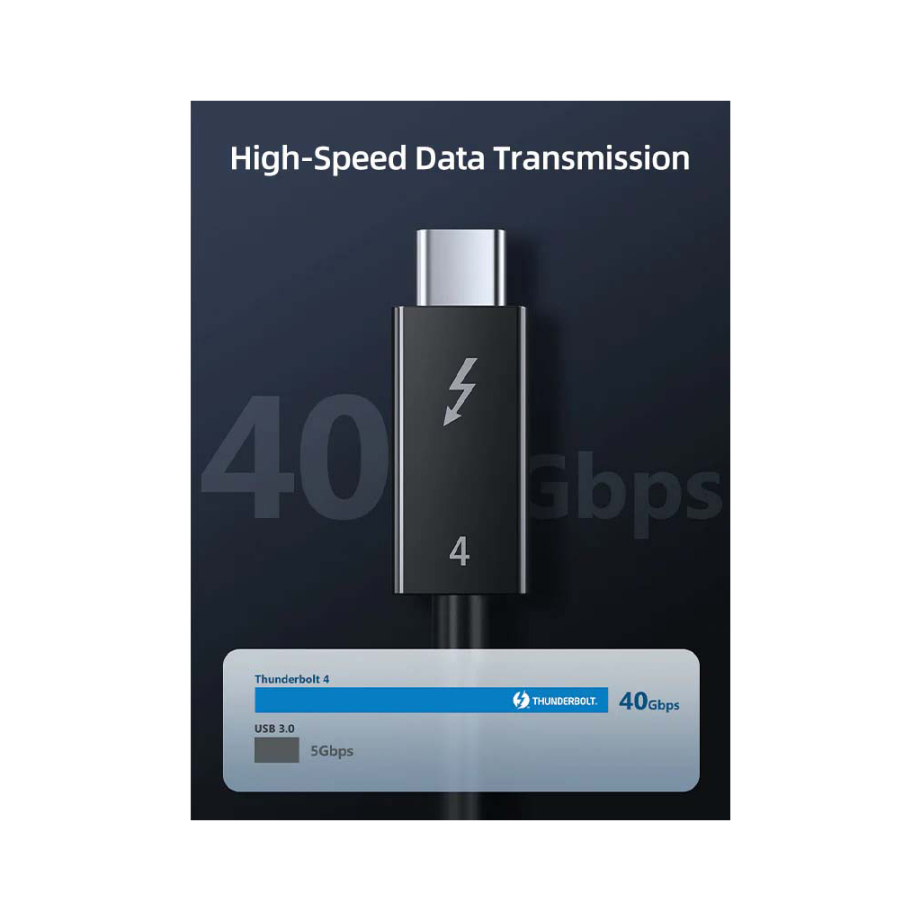 Дата кабель USB-C to USB-C 1.0m Thunderbolt 4 100W (20V/5A) 8K60Hz Cabletime (CA915422) - зображення 4