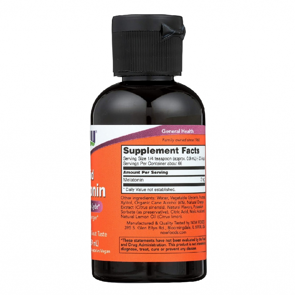 Амінокислота Now Foods Мелатонін рідкий, Liquid Melatonin, 2 рідких унції (59 мл) (NOW-03261) - зображення 2