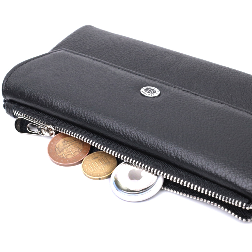 Портмоне ST Leather З натуральної шкіри Чорне (22698) - изображение 6