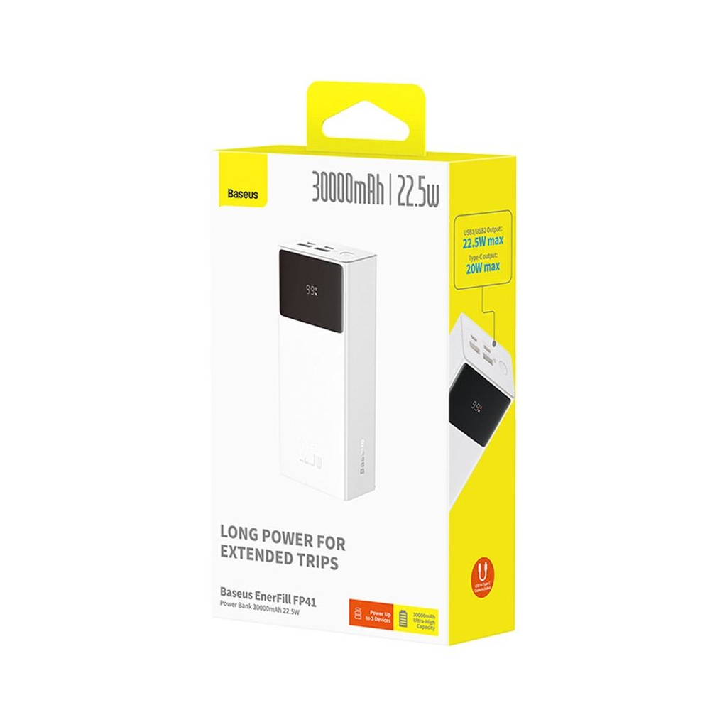 Батарея універсальна Baseus EnerFill FP41 30000MAh 22,5W PD QC White (E0027K01) - зображення 7