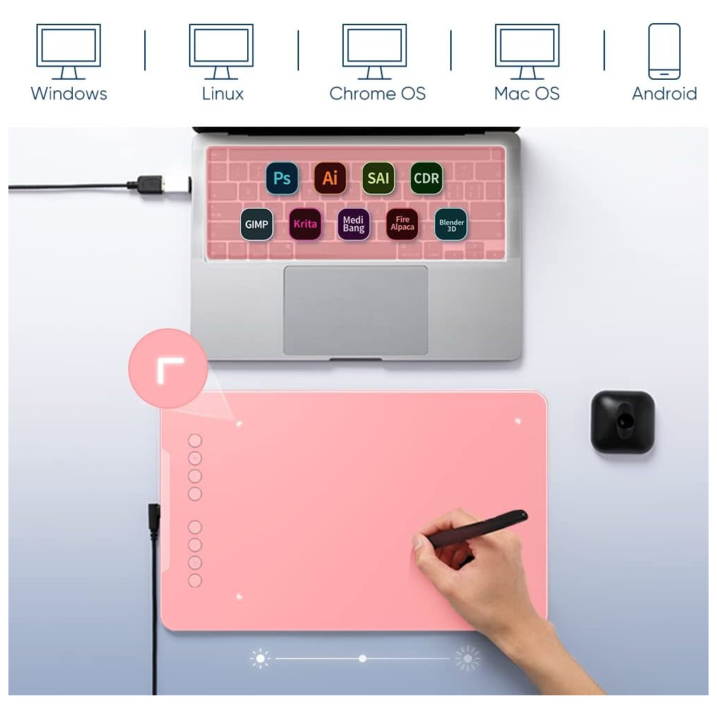 Графічний планшет XP-Pen Deco 01V2 Pink - зображення 4