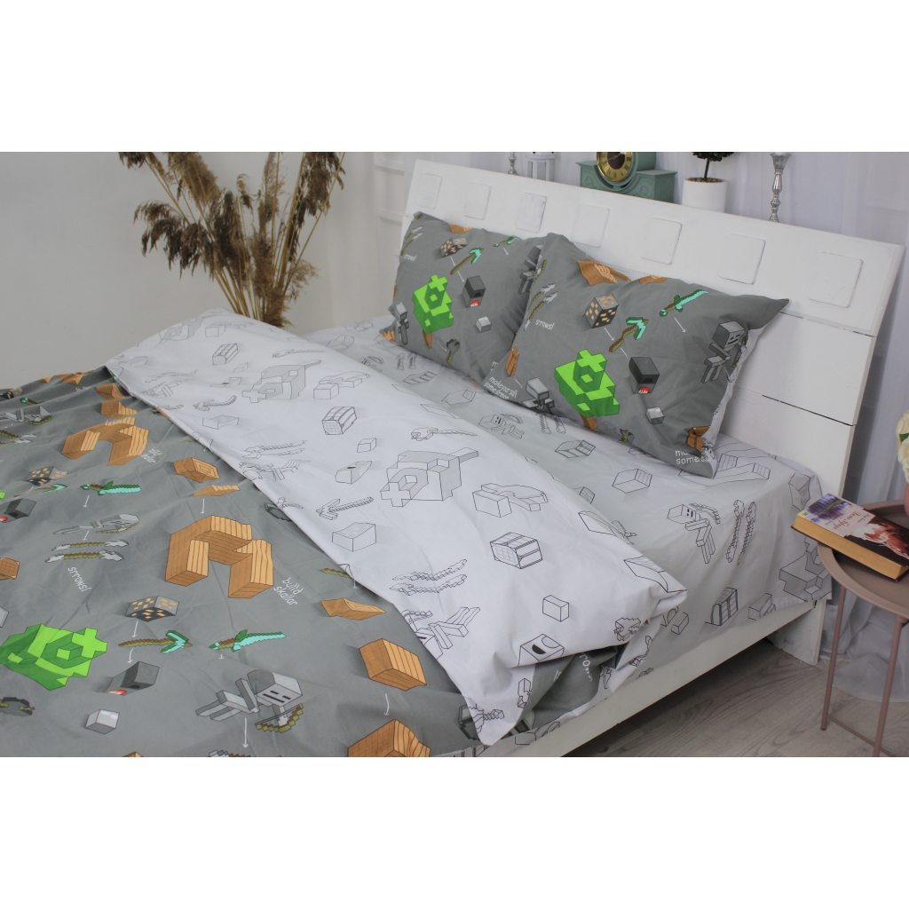 Постільна білизна MirSon Бязь Premium 17-0416 Minecraft Євро (2200002966177) - зображення 3