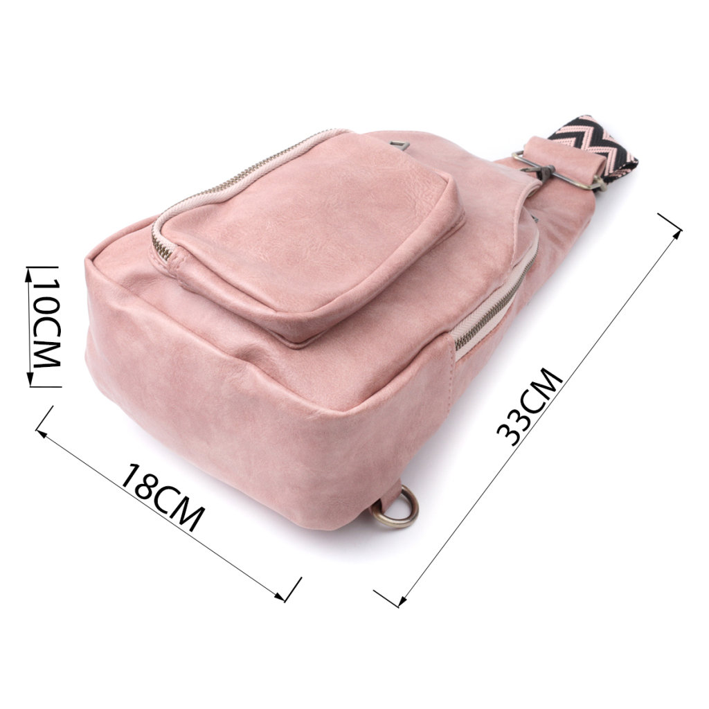 Сумка Vintage Жіноча з акцентом на текстильну лямку з гладкої екошкіри Рожева (22772) - зображення 3