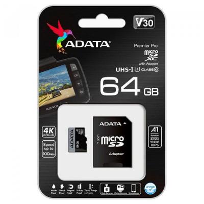 Карта пам'яті ADATA 64GB microSD class 10 UHS-I U3 A1 Premier Pro (AUSDX64GUI3V30SA1-RA1) - зображення 4