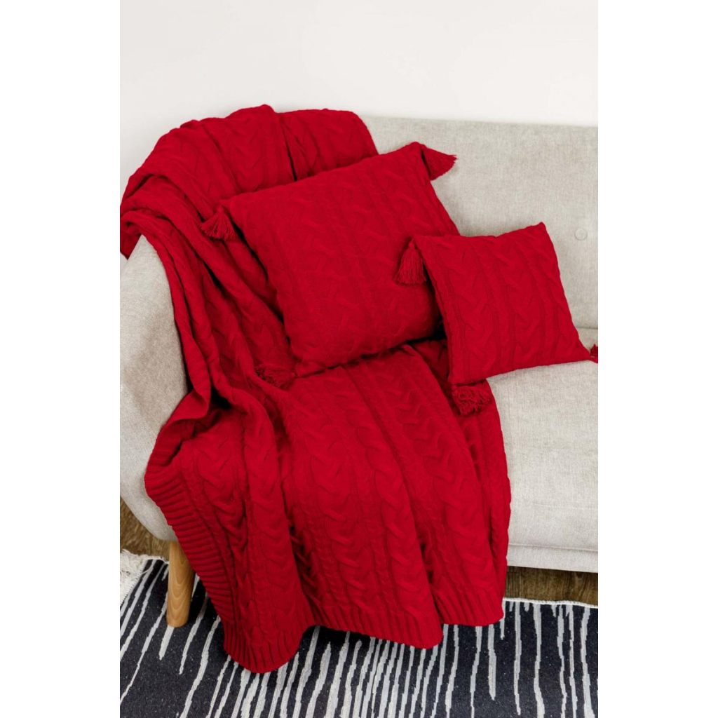 Наволочка Прованс декоративна в'язана Hit Kosa червона 45х45 (031668) - зображення 7