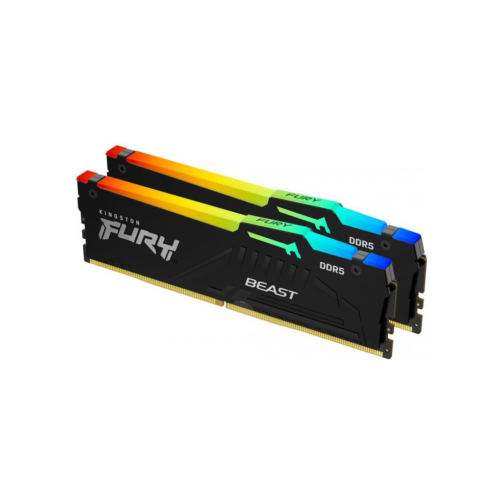 Модуль пам'яті для комп'ютера DDR5 32GB (2x16GB) 5200 MHz Beast RGB XMP Kingston Fury (ex.HyperX) (KF552C40BBAK2-32) - изображение 1