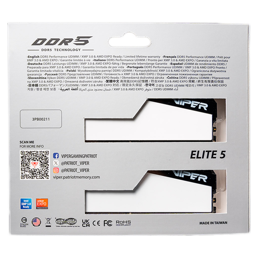 Модуль пам'яті для комп'ютера DDR5 32GB (2x16GB) 6000 MHz Viper Elite 5 Patriot (VEB532G6030KW) - зображення 8