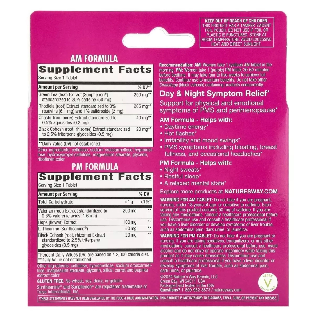 Вітамін Nature's Way Жіноче здоров'я при пременопаузі, день/ніч, AM/PM Menopause (EMT-07236) - зображення 2