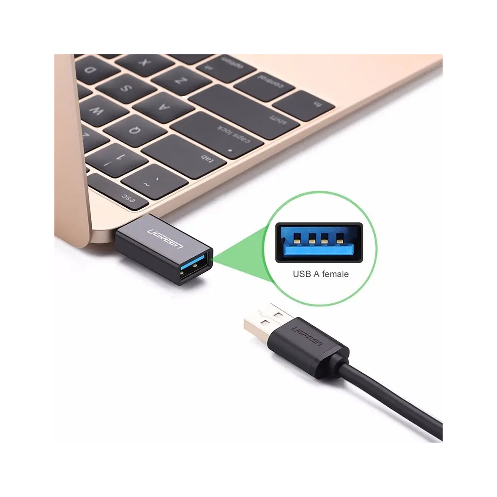Перехідник OTG USB 3.0 AF to USB-C US173 black Ugreen (20808) - зображення 5