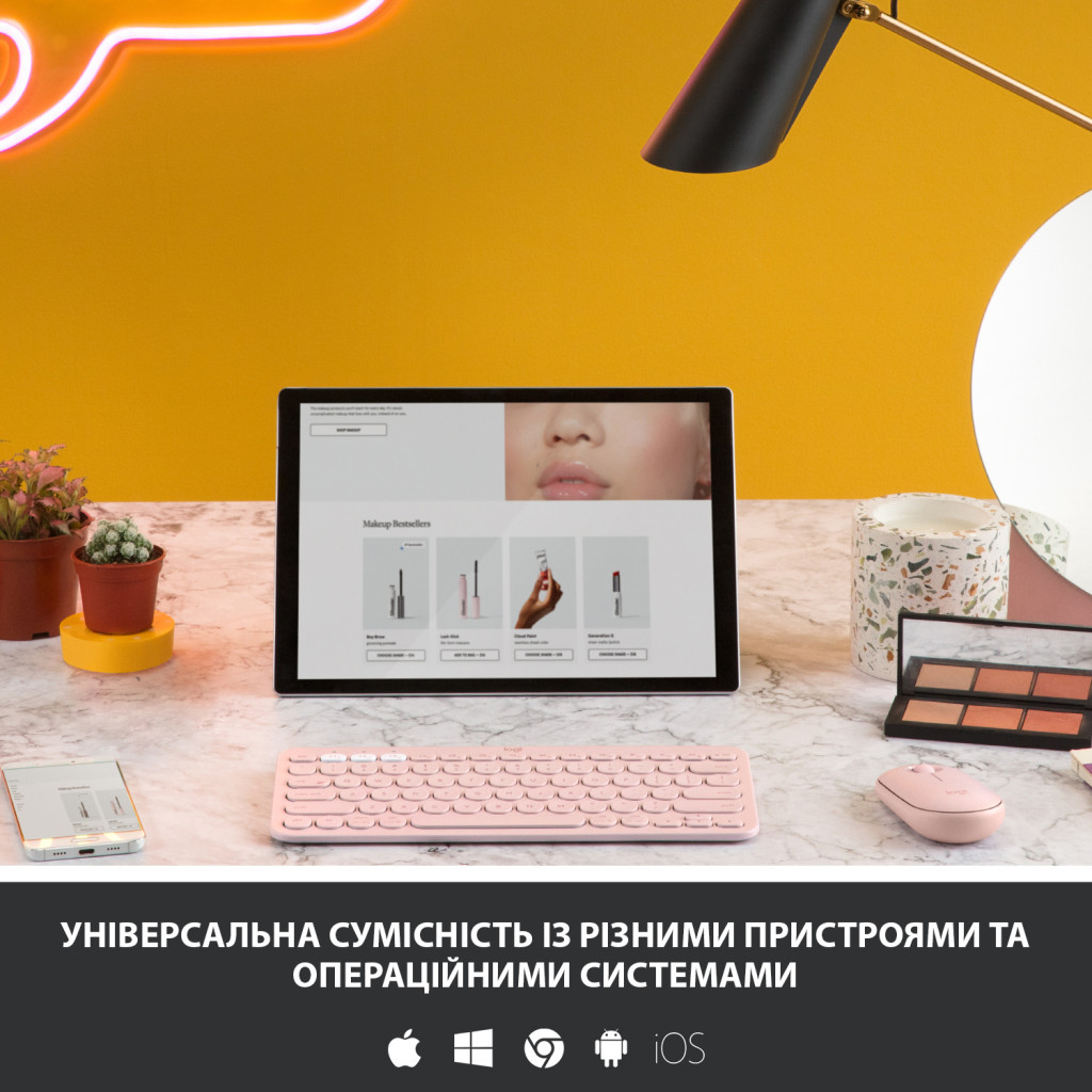 Клавіатура Logitech K380 Multi-Device Bluetooth UA Rose (920-009867) - зображення 4