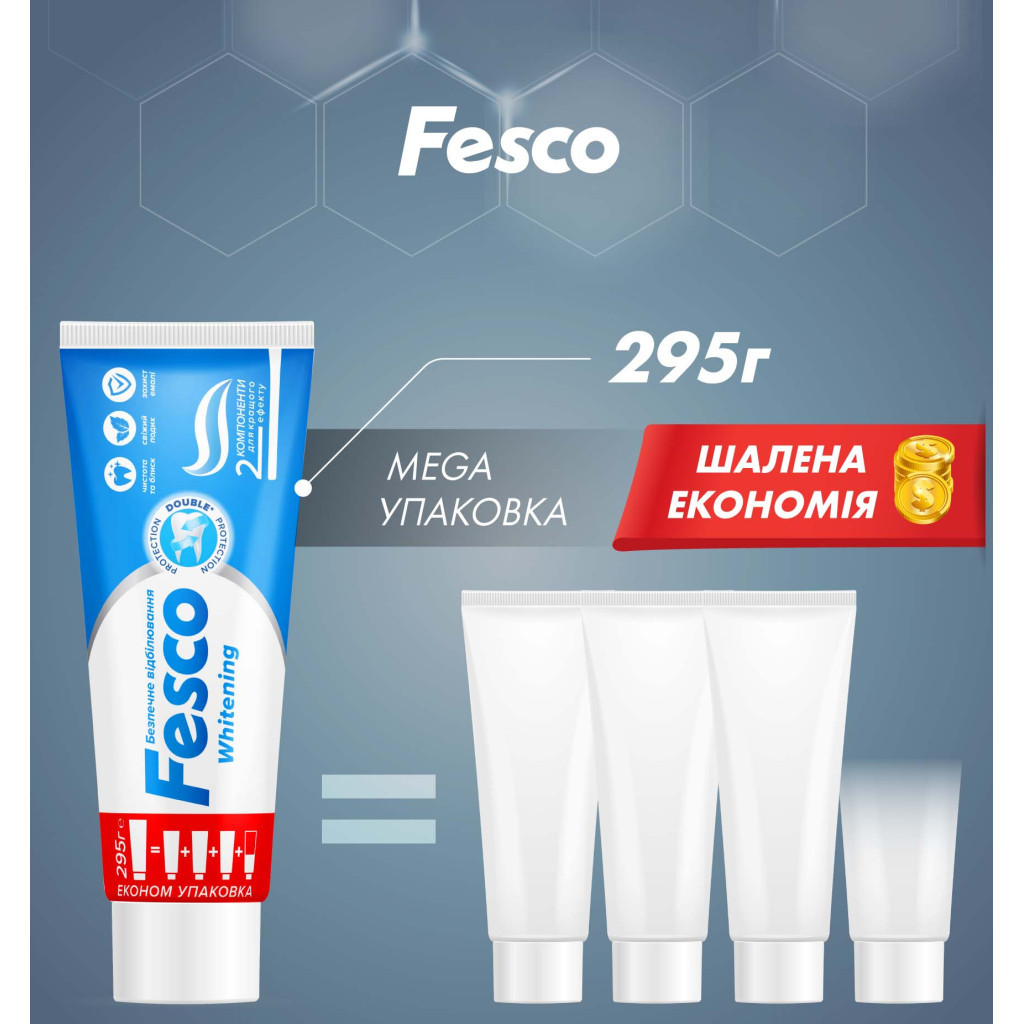 Зубна паста Fesco Whitening Безпечне відбілювання 250 мл (4823098414063) - зображення 2