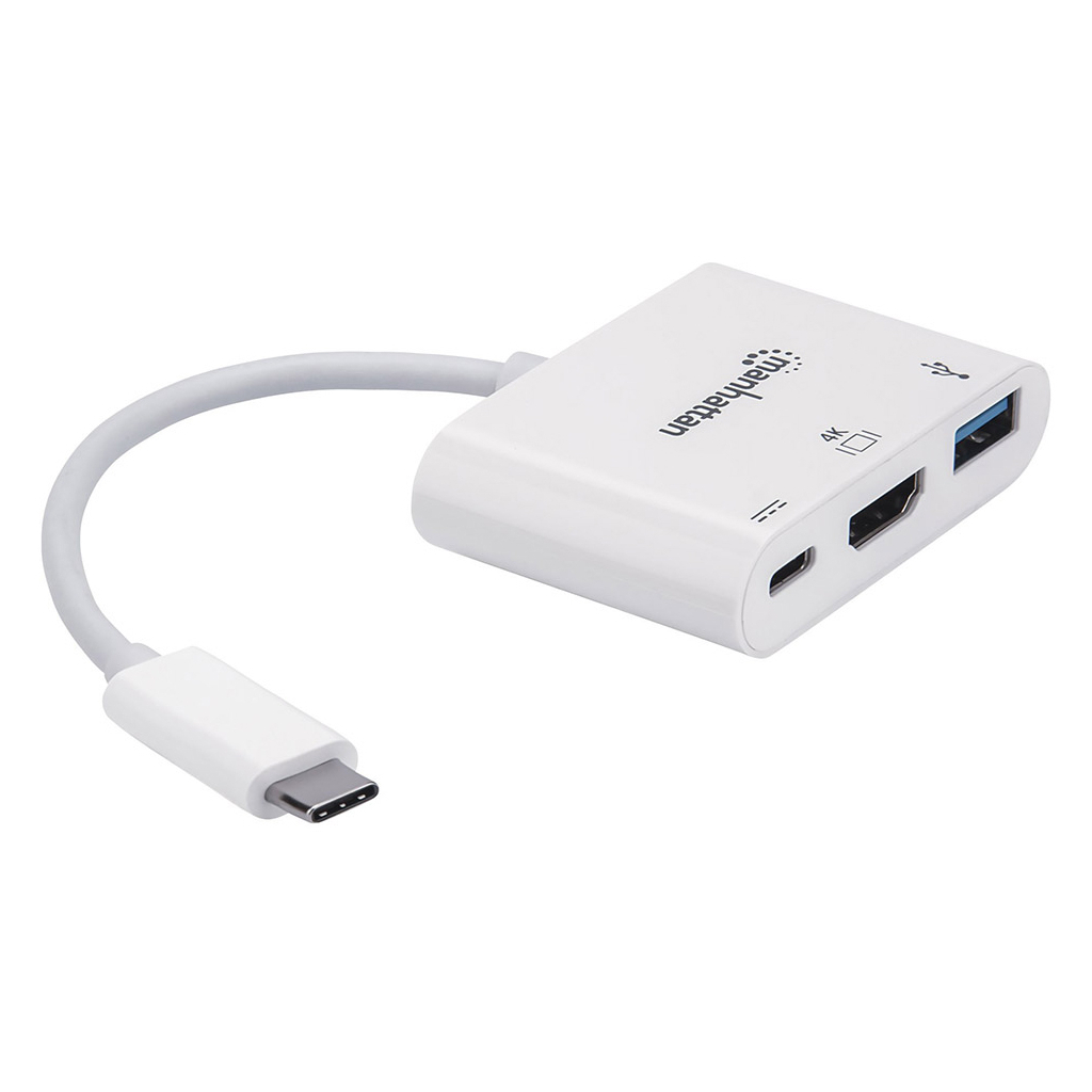 Концентратор Intracom USB3.1 Type-C to HDMI/USB 3.0/PD 60W 4-in-1 White Manhattan (152945) - зображення 2