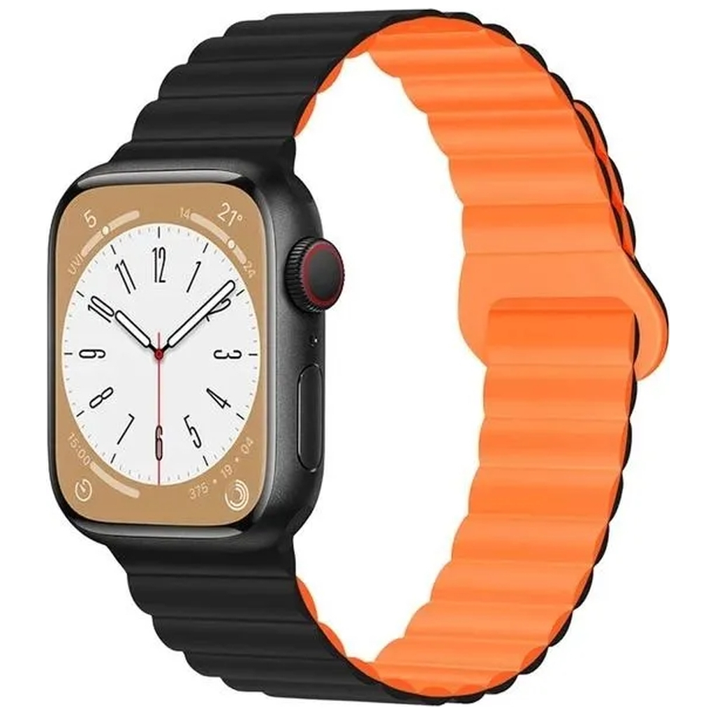 Ремінець до смарт-годинника Drobak Silicone Magnetic Link для Apple Watch All Series 38/40/41mm Black orange (898923) - зображення 1