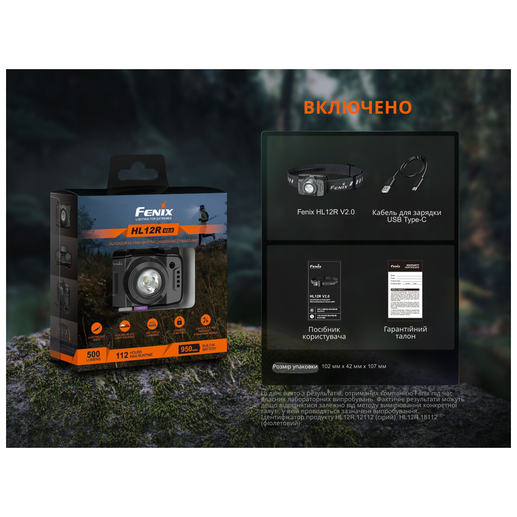 Ліхтар Fenix HL12R V2.0 фіолетовий (HL12RV20P) - изображение 12