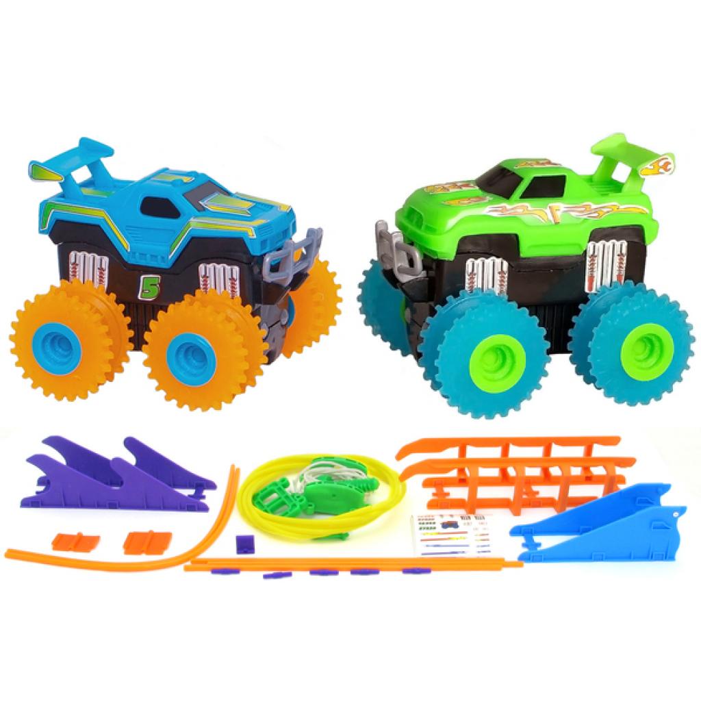 Машина Trix Trux набір 2 машинки з трасою синя і зелена (JLT-AS332BG) - зображення 1