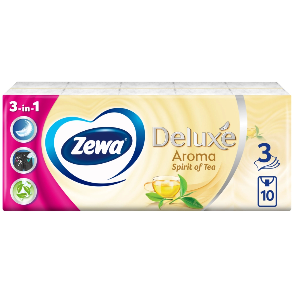 Серветки косметичні Zewa Deluxe perfume 3 шари 10 шт х 10 пачок (7322540061475) - зображення 1