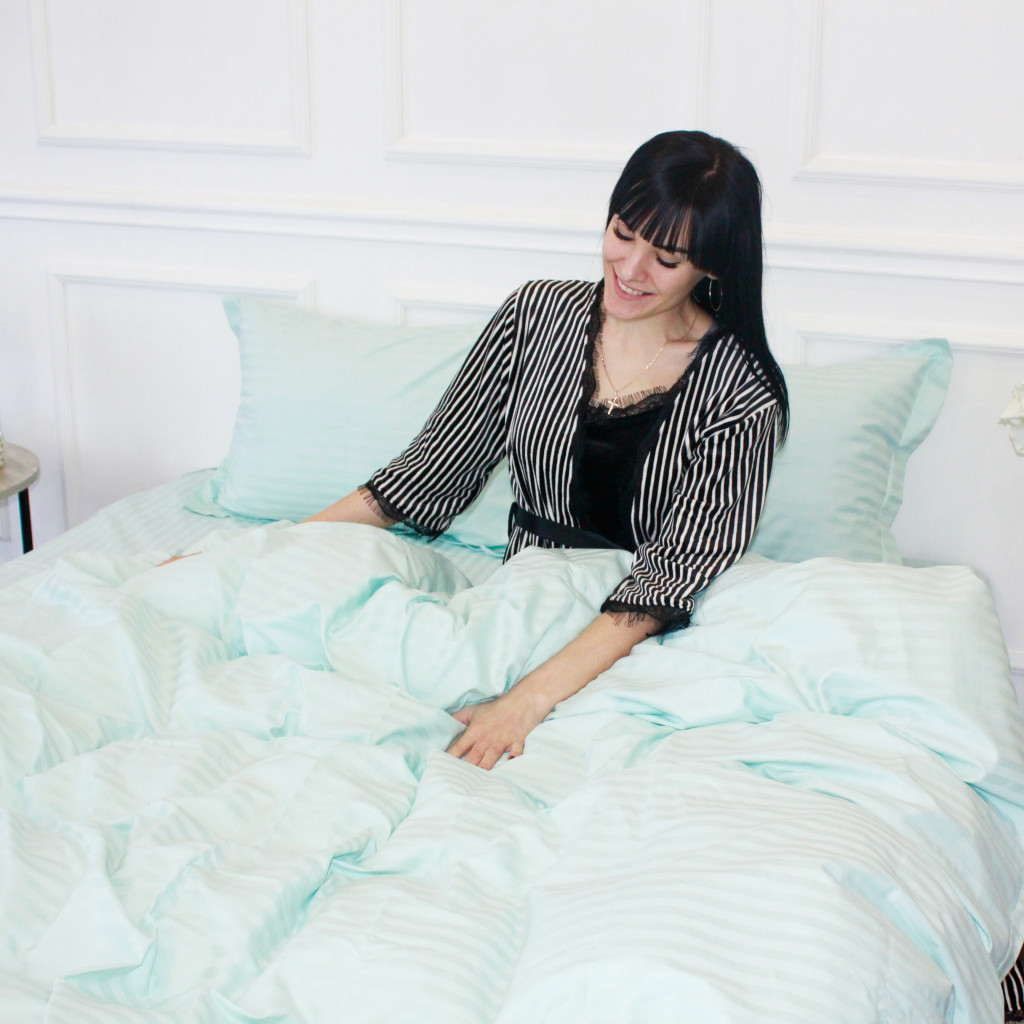 Постільна білизна MirSon Satin Stripe 30-0013 Azure 160х220 Сімейна (2200005252437) - зображення 7