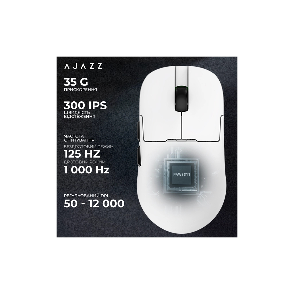 Мишка Ajazz AJ159P MC Wireless/Bluetooth/USB Charging Dock White (AJ159P-MC-W) - зображення 11
