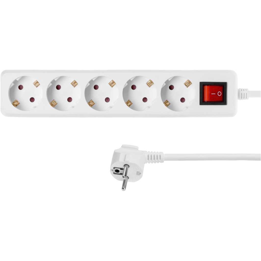 Мережевий подовжувач 2E 5XSchuko з вимикачем,1.5м, white (2E-U05ESM1.5) - зображення 5