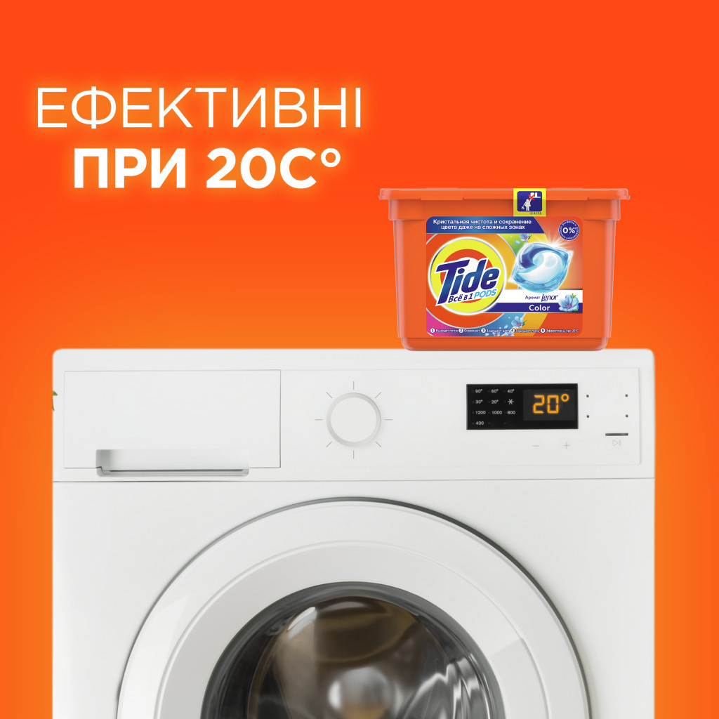 Капсули для прання Tide Все-в-1 Touch of Lenor Fresh Color 58 шт. (8001841640204) - зображення 9