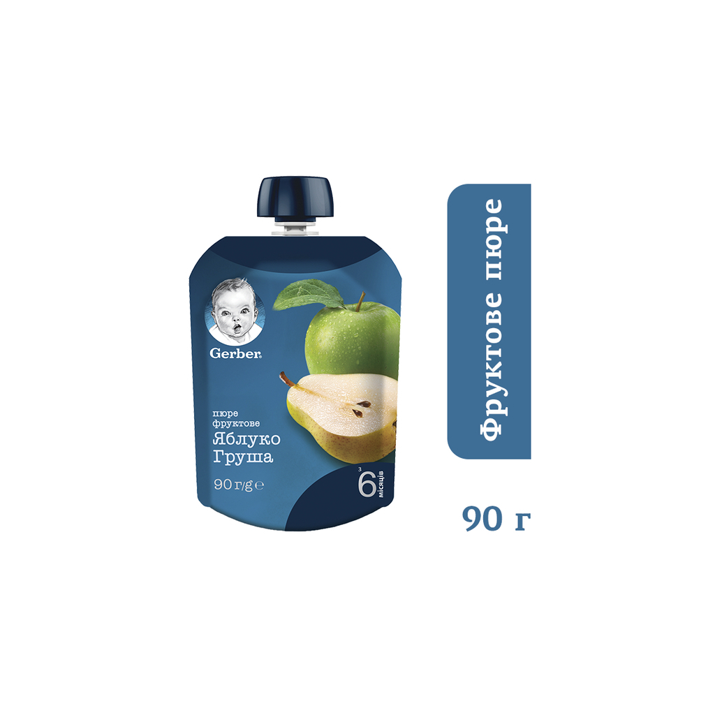 Дитяче пюре Gerber Pouch Яблуко і груша, 90 г (7613036345507) - изображение 2
