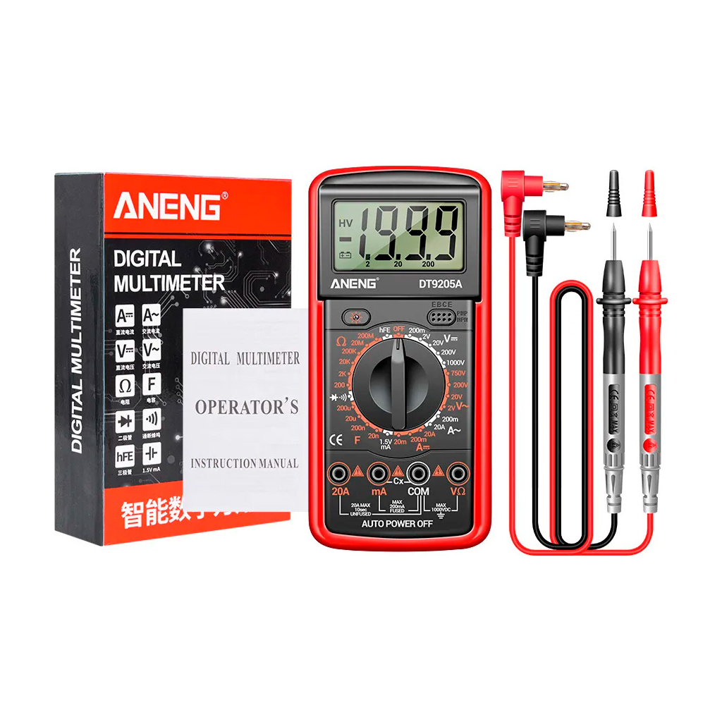 Цифровий мультиметр ANENG DT9205A-12, V, A, R, C, функція hFE (DT9205A-12) - зображення 2