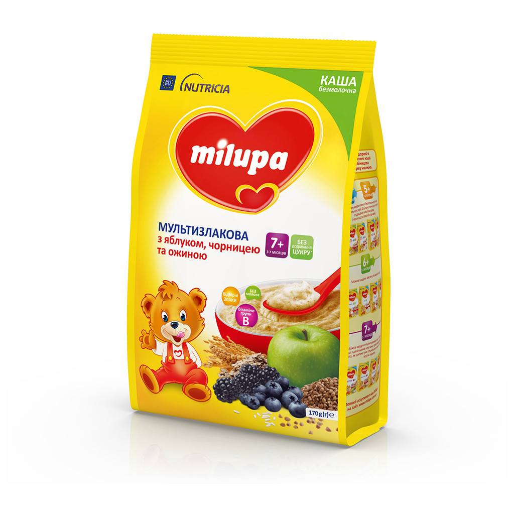 Дитяча каша Milupa Мультизлакова з яблуком, чорницею й ожиною для дітей від 7 місяців 170 г (5900852044243) - изображение 4