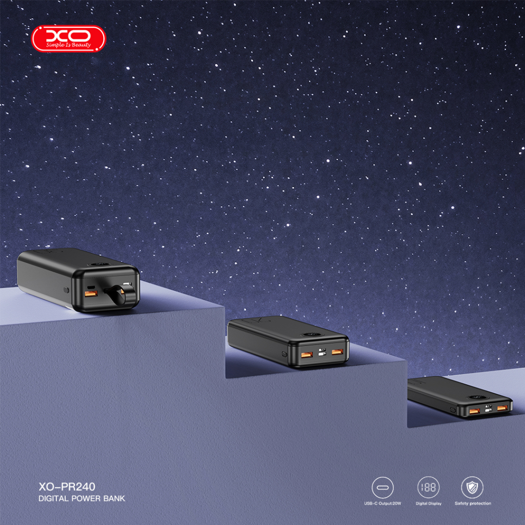 Батарея універсальна XO 30000mAh, PD/20W, QC/22.5W, with light, black (PR240_Black) - зображення 4