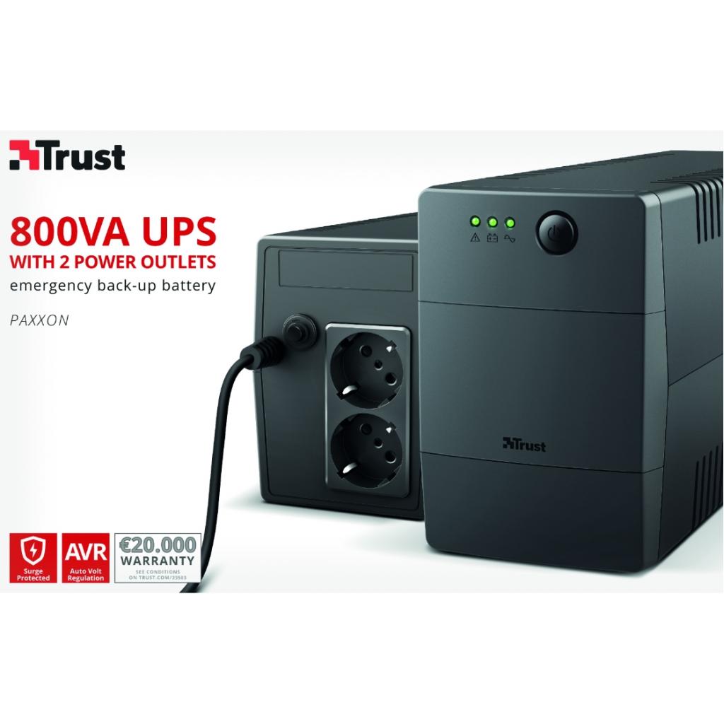 Пристрій безперебійного живлення Trust Paxxon 800VA UPS 2 Outlets (23503_TRUST) - зображення 7