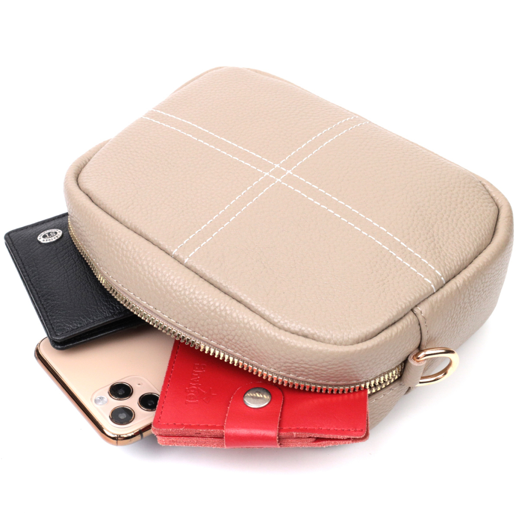 Сумка Vintage З натуральної м'якої шкіри Бежева (22318) - зображення 7