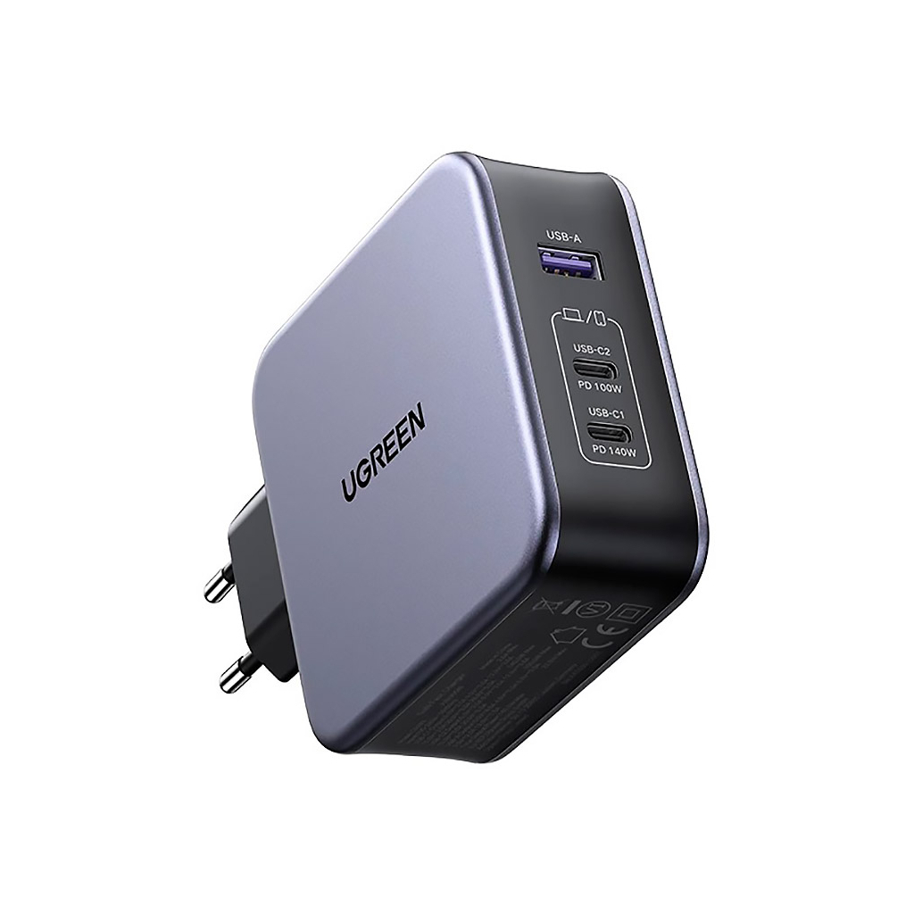 Зарядний пристрій Ugreen 3xUSB 140W (2хUSB-C+USB-A) Gan CD289 with C to C Cable 1.5m (90549) - зображення 2