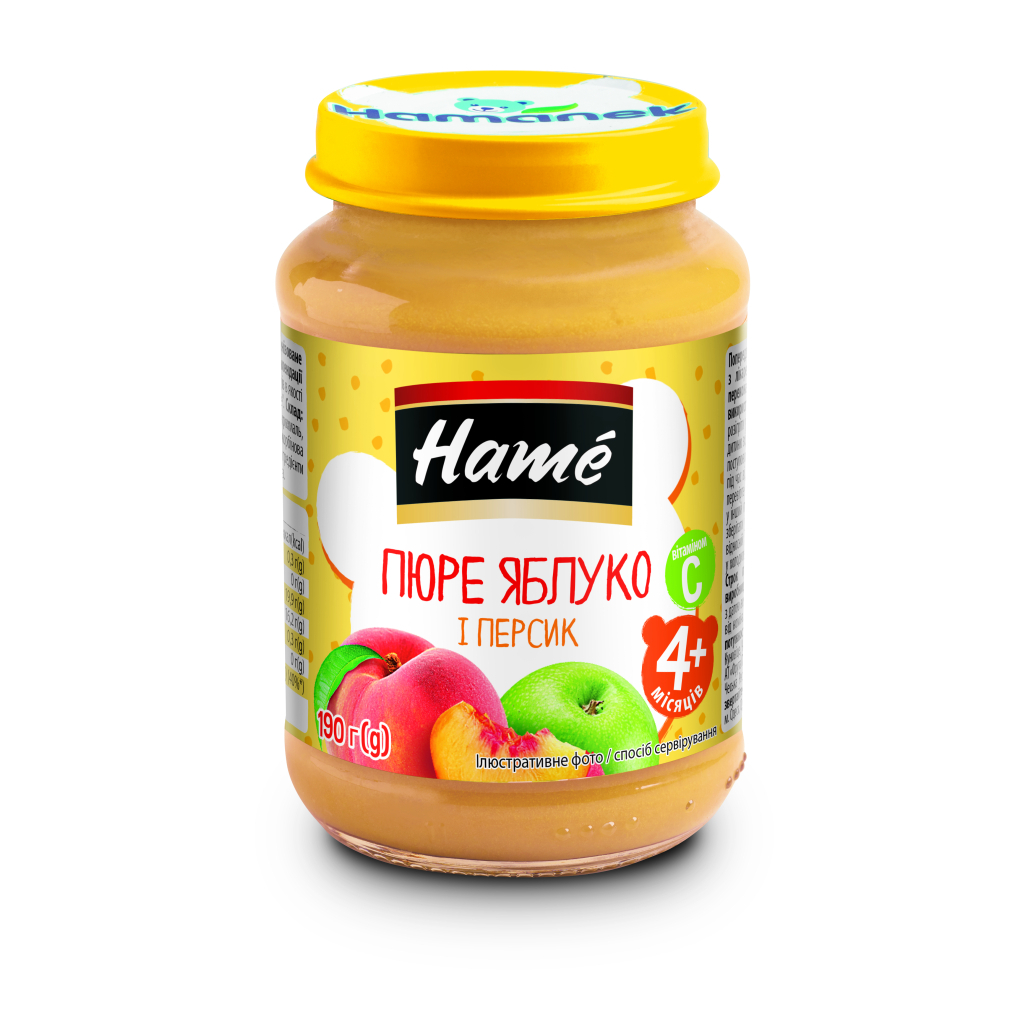 Дитяче пюре Hame Яблуко і персик, 190 г (8595139703776) - зображення 1
