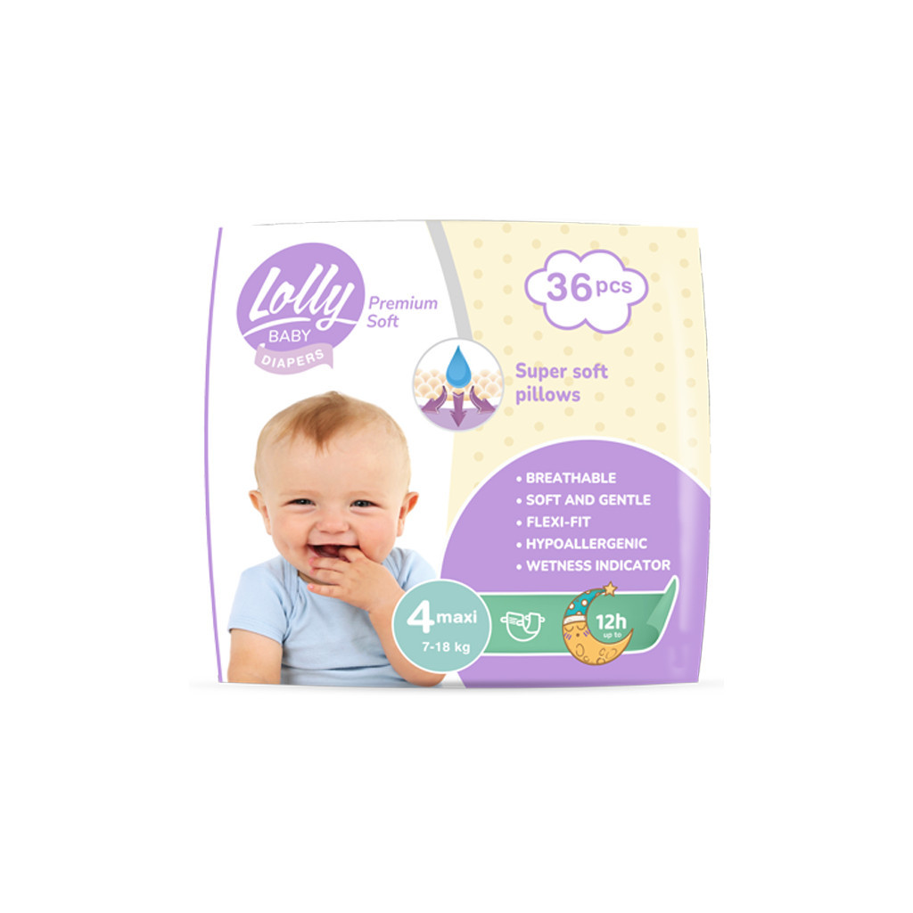 Підгузки Lolly Premium Soft 4 (7-18 кг) 36 шт (4820174981044) - зображення 1