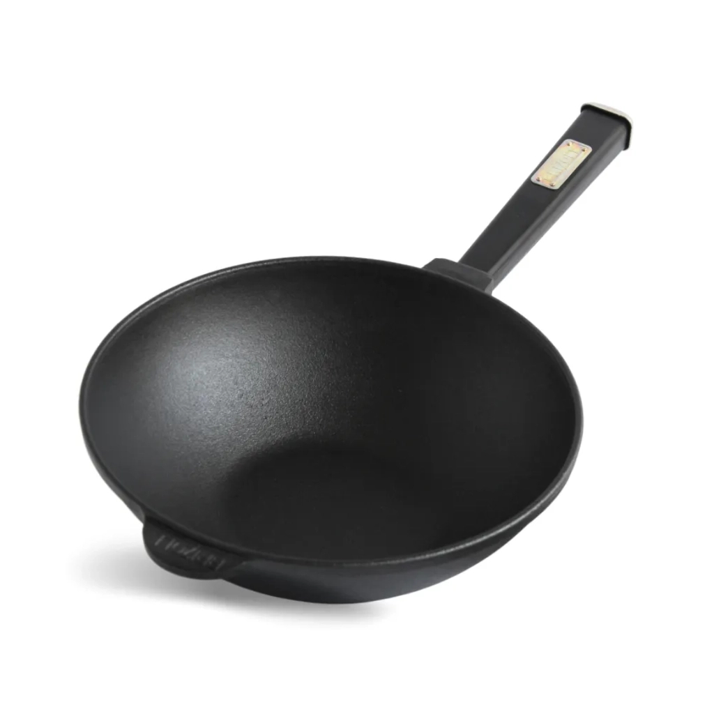 Сковорода Brizoll чавунна WOK з дерев'яною ручкою та чавунною кришкою 2,8 л 260х80 мм (W26H-1) - зображення 1