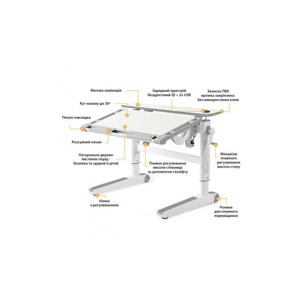 Парта Mealux Ergowood M Multicolor TG Energy (BD-800 TG/MC Energy) - зображення 3