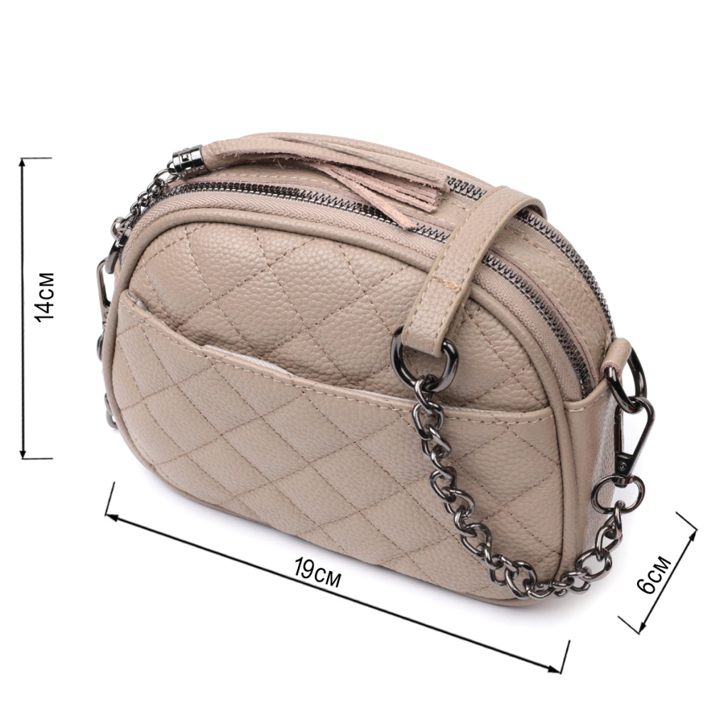 Сумка Vintage З м'якої натуральної шкіри Бежева (22328) - зображення 3