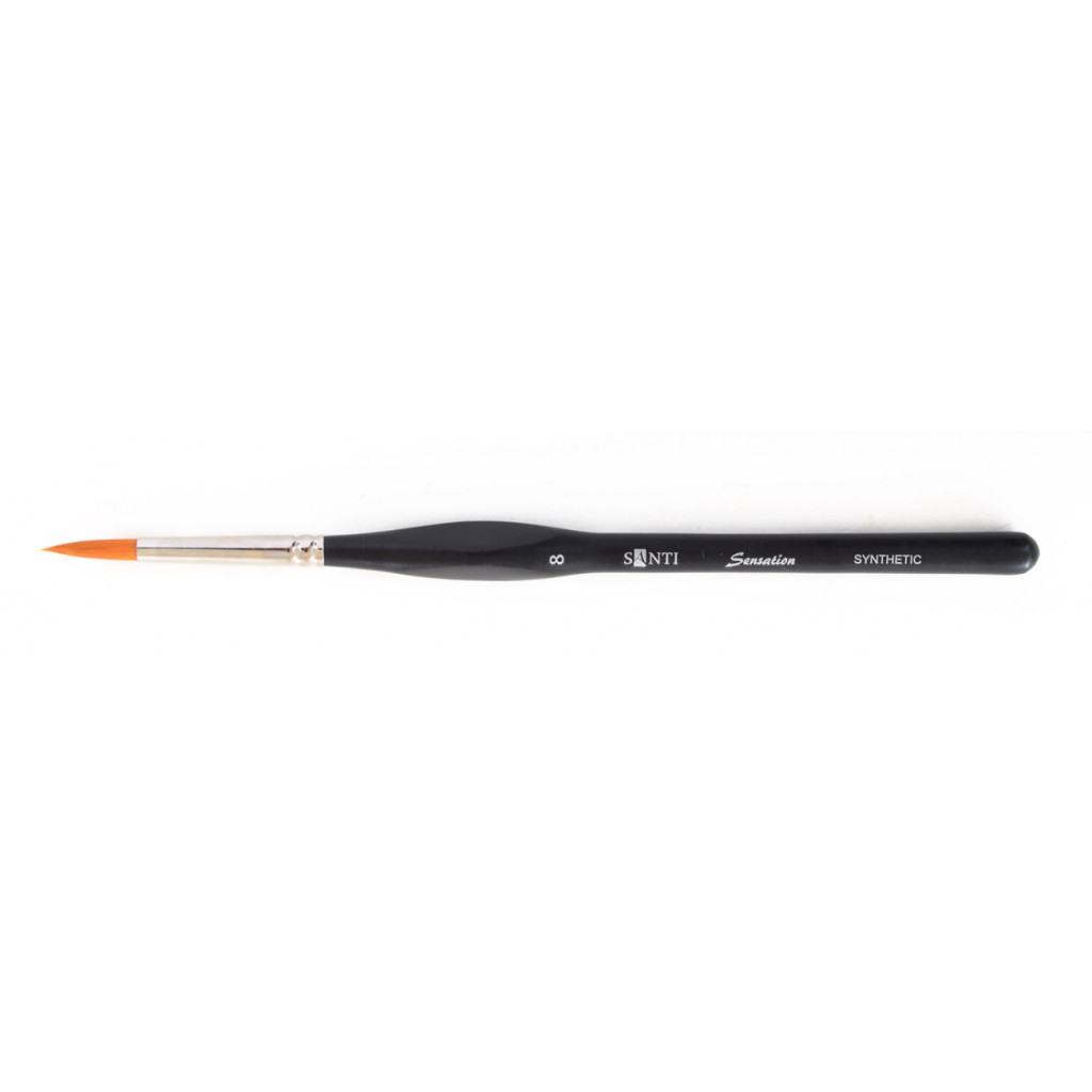 Пензлик для малювання Santi синтетика Sensation, коротка ручка з вигином, кругла, №8 (310782) - зображення 1