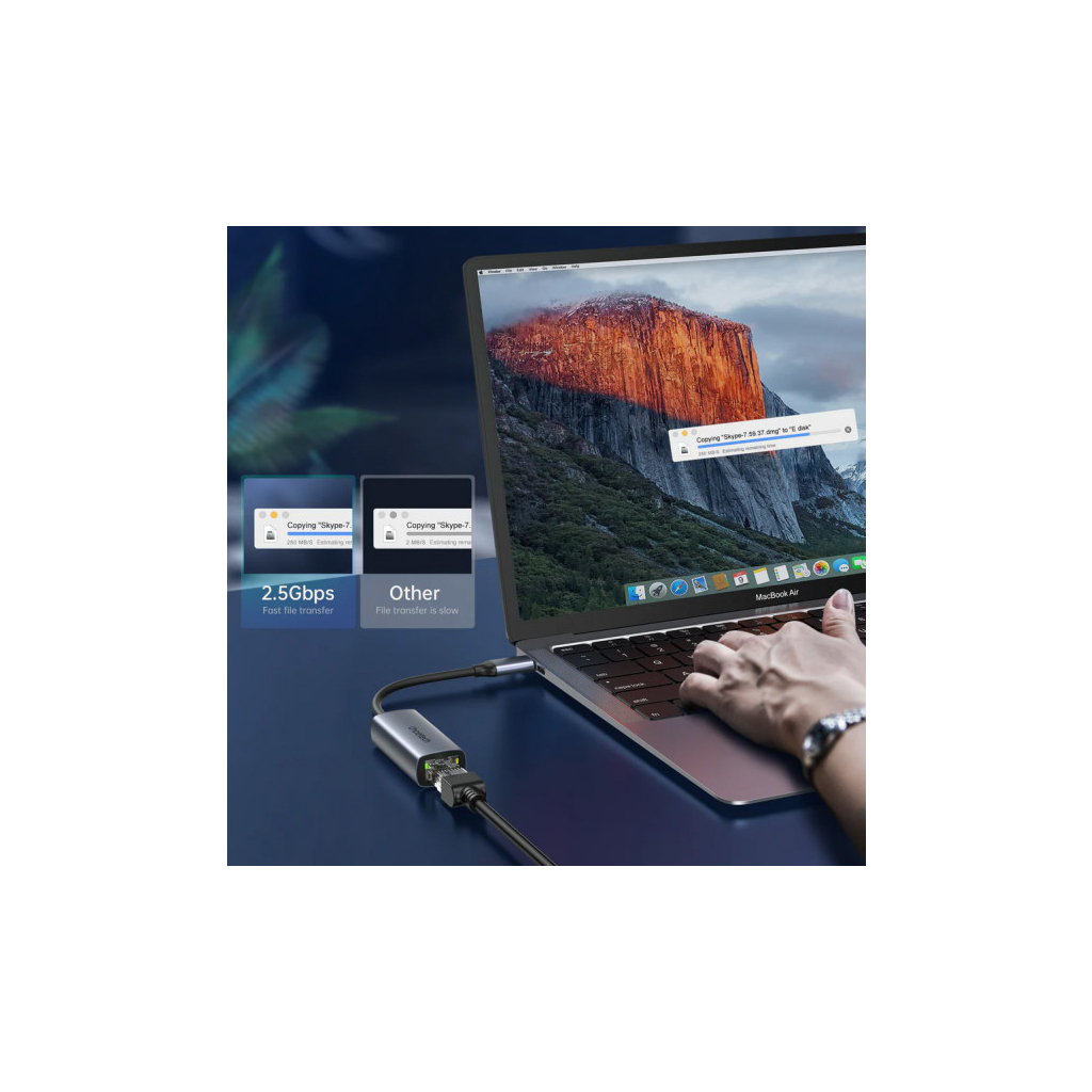 Адаптер USB-C to RJ45 Ethernet 2500Mbps Choetech (HUB-R02-GY-V1) - зображення 6