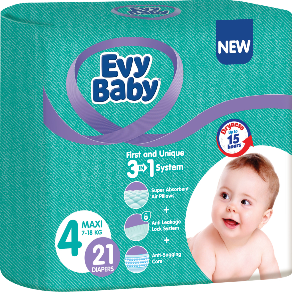 Підгузки Evy Baby Maxi 7-18 кг 21 шт (8690506520281) - зображення 1