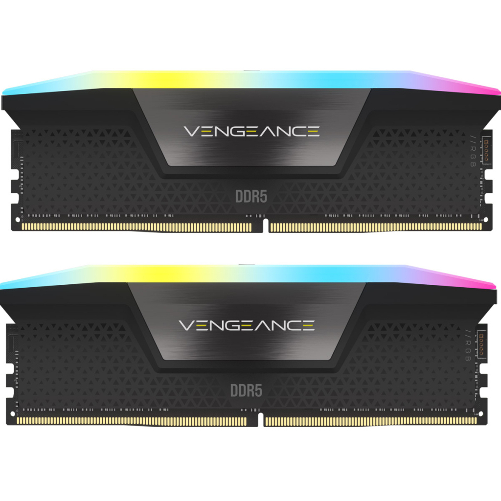 Модуль пам'яті для комп'ютера DDR5 64GB (2x32GB) 6000 MHz Vengeance RGB Black Corsair (CMH64GX5M2B6000C30) - зображення 1