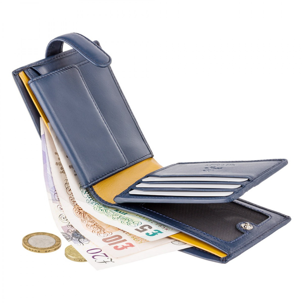 Гаманець Visconti PM102 Leonardo з RFID Blue Mustard (PM102 BLUE/MUST) - зображення 4